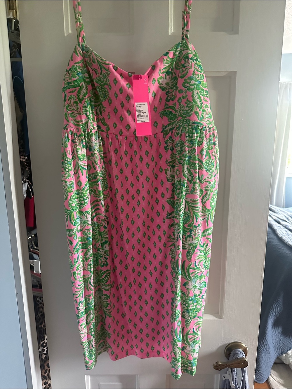 Lilly Pulitzer Pink and Green Spaghetti Strap Sundress